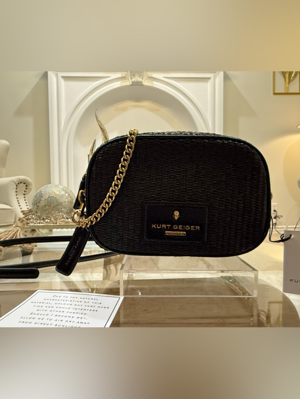 Kurt Geiger Black lLmited Addition Woven Crossbody with Gold Chain✨✨
